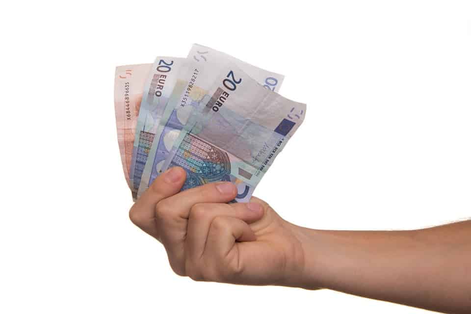 person holding euro bills