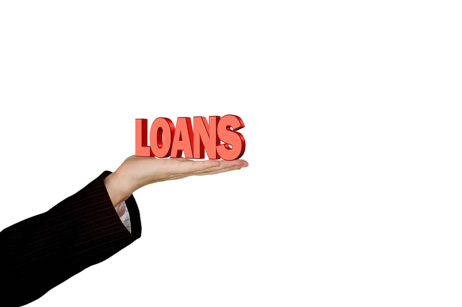 loans word with a hand and white background